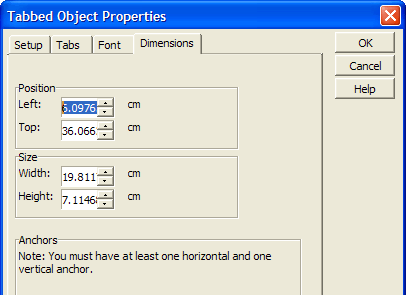 Ug Tabbed Control Dimension Properties
